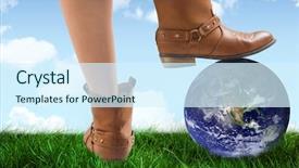  Presentation with cowboy - PPT theme consisting of cowboy boots dancing against blue background and a cool aqua colored foreground