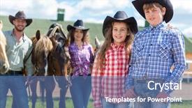  Presentation with western cowboy - Amazing slide deck having cowboy brother and sister closeup backdrop and a ocean colored foreground
