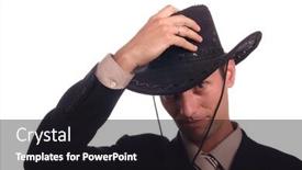  Presentation with cowboy - Theme enhanced with cowboy businessman background and a wine colored foreground