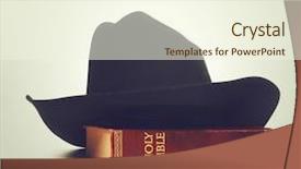  Presentation with cowboy hat - Presentation design with christian cowboy - hat and a bible background and a cream colored foreground