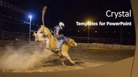  Presentation with rodeo - Presentation having cowboy-competing-in-a-bullriding background and a  colored foreground