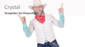  Presentation with cowboy - Amazing PPT theme having cowboy isolated on the white background backdrop and a white colored foreground