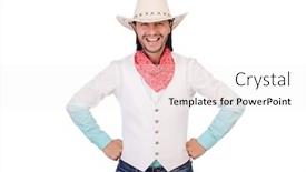  Presentation with cowboy - Cool new PPT theme with cowboy isolated on the white background backdrop and a white colored foreground