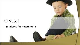  Presentation with cowboy - Theme having cowboy putting on his boots background and a white colored foreground