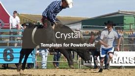  Presentation with cowboy - Presentation theme with cowboy-riding-a-bucking-bull background and a dark gray colored foreground