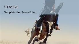  Presentation with cowboy - PPT layouts with cowboy riding a fresian bull background and a light blue colored foreground