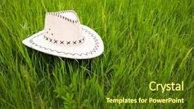  Presentation with cowboy hat - Slides featuring cowboy's hat on a background of a grass background and a tawny brown colored foreground