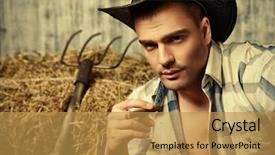  Presentation with western cowboy - Slide set consisting of cowboy smoking a cigar western background and a gold colored foreground