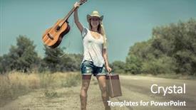  Presentation with cowboy - Amazing PPT theme having cowboy style girl with guitar backdrop and a  colored foreground