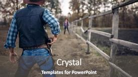  Presentation with cowboy - Beautiful theme featuring cowboy with gun prepares backdrop and a gray colored foreground