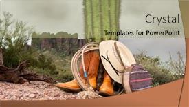  Presentation with cowboy hat - Cool new slide deck with cowboy-wranglers-boots-hat-lasso backdrop and a mint green colored foreground