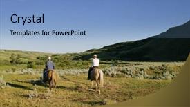  Presentation with cowboys - Slides featuring cowboys on a cattle round background and a light blue colored foreground