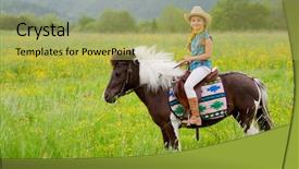  Presentation with cowgirl - Cool new PPT layouts with moving escalator stairs and interior backdrop and a light blue colored foreground