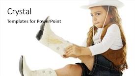  Presentation with cowgirl - Slide set featuring cowgirl putting on her boots background and a white colored foreground