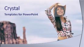  Presentation with cowgirl - Colorful slide deck enhanced with cowgirl western cowboy hat asian backdrop and a sky blue colored foreground