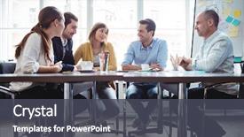  Presentation with coworkers - Slides having coworkers discussing in meeting room background and a dark gray colored foreground