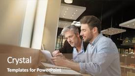  Presentation with coworkers - Slide set enhanced with coworkers going through sales pitch background and a  colored foreground