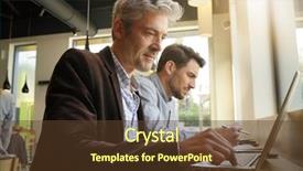  Presentation with coworkers - Amazing PPT theme having coworkers going through sales pitch backdrop and a  colored foreground