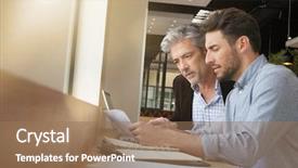  Presentation with coworkers - Audience pleasing theme consisting of coworkers going through sales pitch backdrop and a  colored foreground