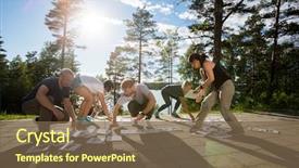  Presentation with coworkers - Colorful PPT theme enhanced with coworkers solving crossword puzzle backdrop and a tawny brown colored foreground