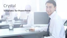  Presentation with coworkers - Amazing theme having coworkers working in sunny office successful business team backdrop and a cool aqua colored foreground