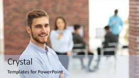  Presentation with coworking - Amazing PPT layouts having coworking process designers team working backdrop and a light blue colored foreground