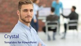  Presentation with coworking - PPT theme enhanced with coworking process designers team working background and a light blue colored foreground