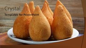  Presentation with snack - Cool new PPT theme with coxinha of chicken brazilian snack backdrop and a coral colored foreground