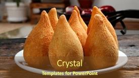  Presentation with snack - Beautiful presentation theme featuring coxinha-of-chicken-brazilian-snack backdrop and a tawny brown colored foreground
