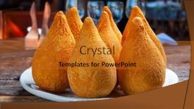  Presentation with snack - Slides having coxinha-of-chicken-brazilian-snack background and a gold colored foreground