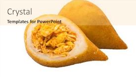  Presentation with snack - Presentation theme featuring coxinha-of-chicken-brazilian-snack background and a  colored foreground