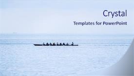  Presentation with rowing - Slide set with coxswain success through team spirit background and a sky blue colored foreground