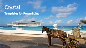  Presentation with maya - PPT theme with cozumel island horse carriage background and a teal colored foreground