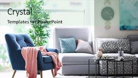  Presentation with furniture design - PPT layouts with cozy - design of modern living room background and a mint green colored foreground