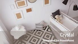 Presentation with room interior design - Colorful theme enhanced with cozy baby room with crib backdrop and a gray colored foreground