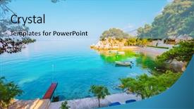  Presentation with dalmatia - Beautiful PPT layouts featuring cozy beach with azure water backdrop and a light blue colored foreground