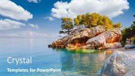  Presentation with dalmatia - Beautiful slides featuring cozy-beach-with-azure-water backdrop and a light blue colored foreground