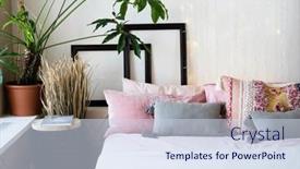  Presentation with atmosphere - Beautiful slide set featuring cozy-bedroom-beautiful-pillows backdrop and a sky blue colored foreground