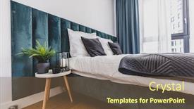  Presentation with bedroom modern - Presentation theme enhanced with cozy-bedroom-with-comfortable-bed background and a tawny brown colored foreground