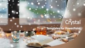  Presentation with candle christmas - Amazing presentation theme having cozy home concept - book backdrop and a coral colored foreground