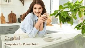  Presentation with happy life - Presentation theme featuring cozy-home-concept-happy-life background and a soft green colored foreground