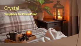  Presentation with natural - Slide deck featuring cozy-scandinavian-bedroom-interior background and a  colored foreground