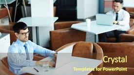  Presentation with confident - Cool new slide deck with cozy small cyber cafe backdrop and a tawny brown colored foreground