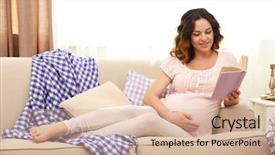  Presentation with baby book - Cool new PPT theme with cozy sofa with book backdrop and a lemonade colored foreground