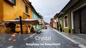  Presentation with sighisoara - Presentation theme with cozy-street-of-european-town background and a gray colored foreground