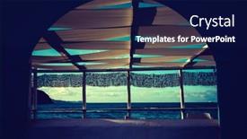  Presentation with seashore - Presentation theme having cozy-terrace-on-the-beach background and a navy blue colored foreground