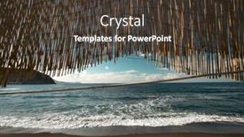  Presentation with seashore - Presentation featuring cozy-terrace-on-the-beach background and a tawny brown colored foreground