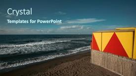  Presentation with seashore - Presentation design featuring cozy-terrace-on-the-beach background and a ocean colored foreground