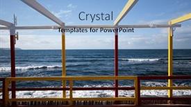  Presentation with seashore - Presentation theme having cozy-terrace-on-the-beach background and a light blue colored foreground