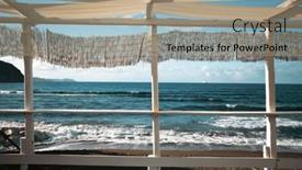  Presentation with seashore - Presentation theme consisting of cozy-terrace-on-the-beach background and a coral colored foreground